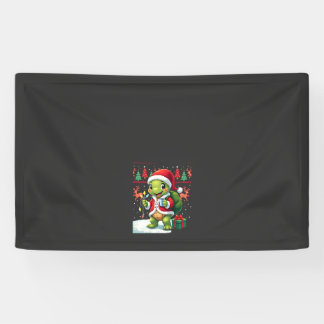 Turtle Xmas Lights Ugly Santa Turtle Christmas Tan Banner