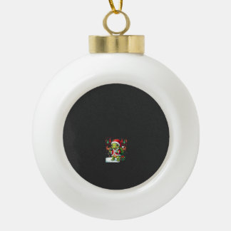 Turtle Xmas Lights Ugly Santa Turtle Christmas Tan Ceramic Ball Christmas Ornament