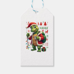 Turtle Xmas Lights Ugly Santa Turtle Christmas Tan Gift Tags