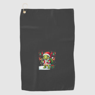 Turtle Xmas Lights Ugly Santa Turtle Christmas Tan Golf Towel
