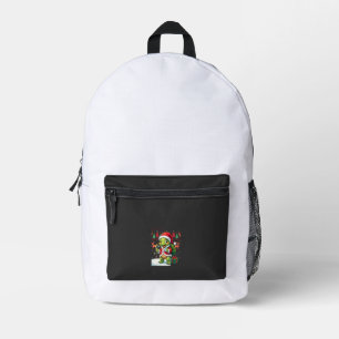 Turtle Xmas Lights Ugly Santa Turtle Christmas Tan Printed Backpack
