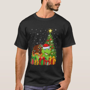 Turtle Xmas Tree Lighting Santa Hat Turtle Christm T-Shirt