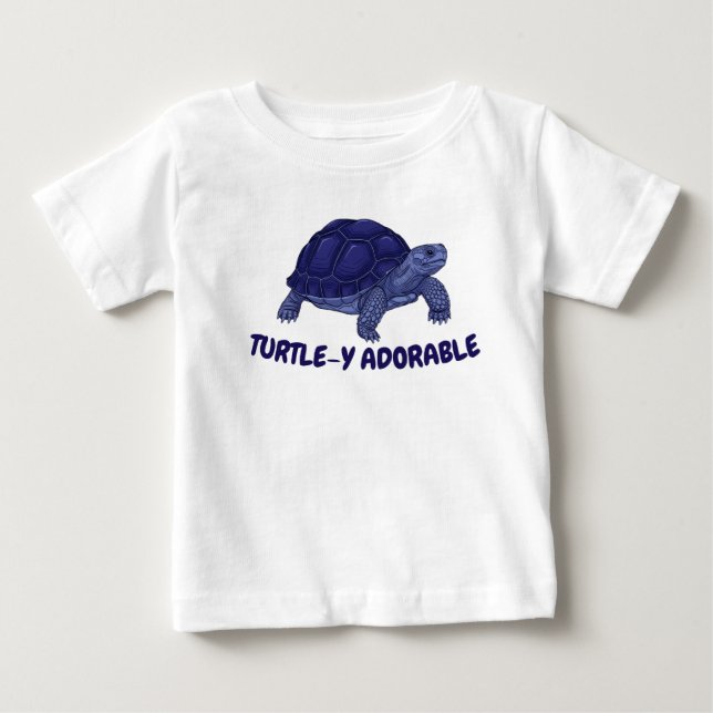 Turtle-y Adorable Cute Blue Tortoise Baby Tee (Front)