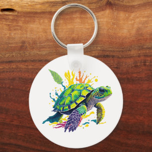 Turtle-y Fine on a Summer Day Tote Bag Key Ring
