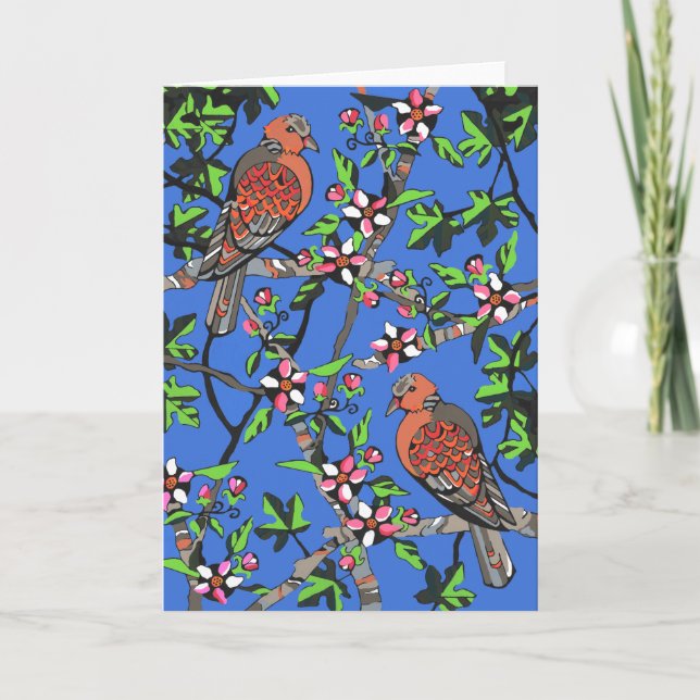 Turtledoves Among the Blossoms Card (Front)