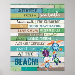 Turtles Advice From A Sea Turtle Costal Poster