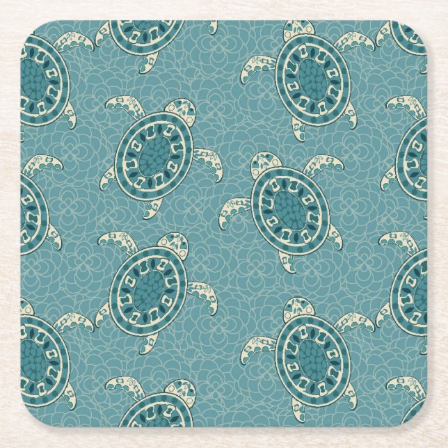 turtles background square paper coaster (Front)