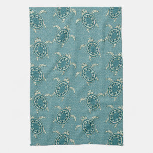 turtles background tea towel