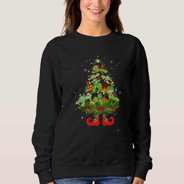 Turtles Christmas Tree Lights  Santa Hat Sweatshirt (Front)