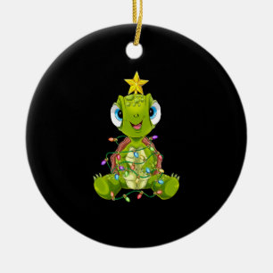 Turtles Christmas Tree Xmas Santa Cute Sea Turtle Ceramic Ornament