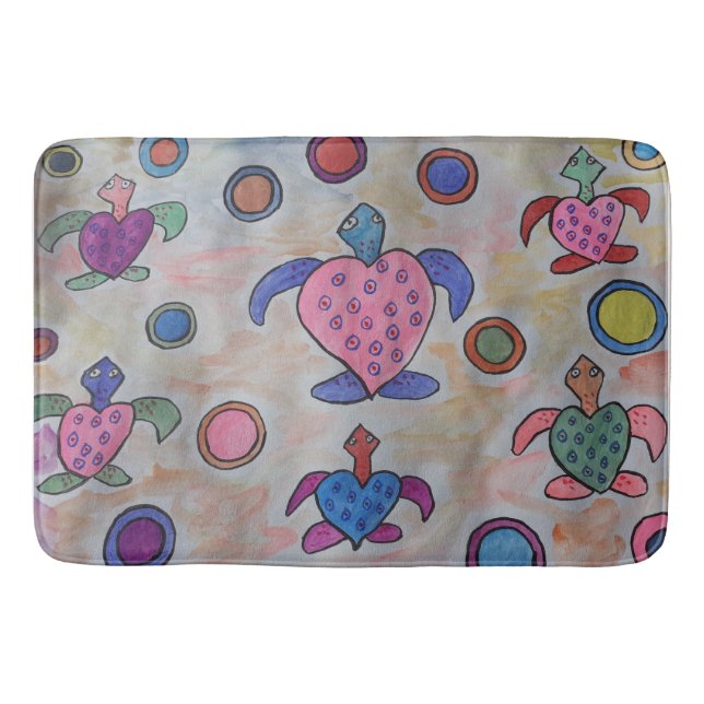 Turtles & Circles Bath Mat (Front)