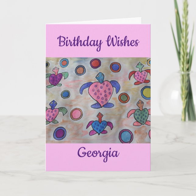 Turtles & Circles Birthday Card (Front)