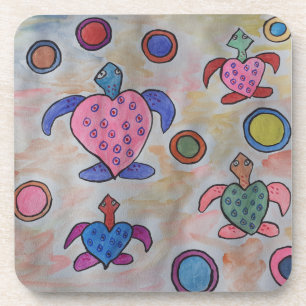 Turtles & Circles Hard Plastic Coaster