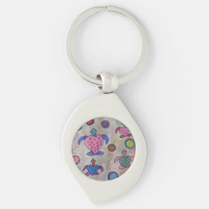 Turtles & Circles Metal Key Ring