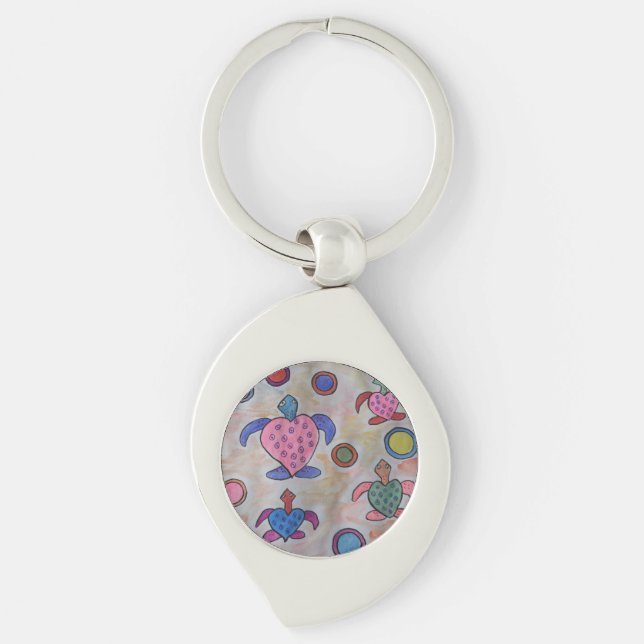 Turtles & Circles Metal Key Ring (Front)