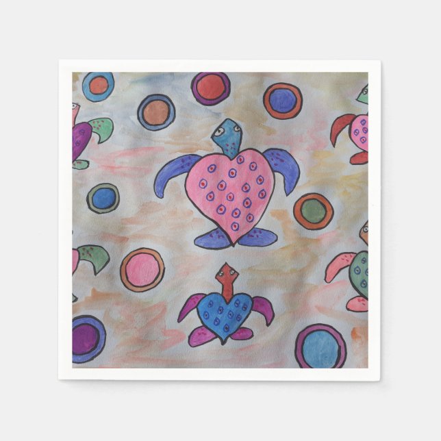 Turtles & Circles Paper Napkins (Front)
