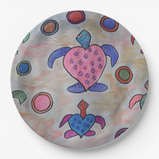 Turtles & Circles Paper Plates (Front)