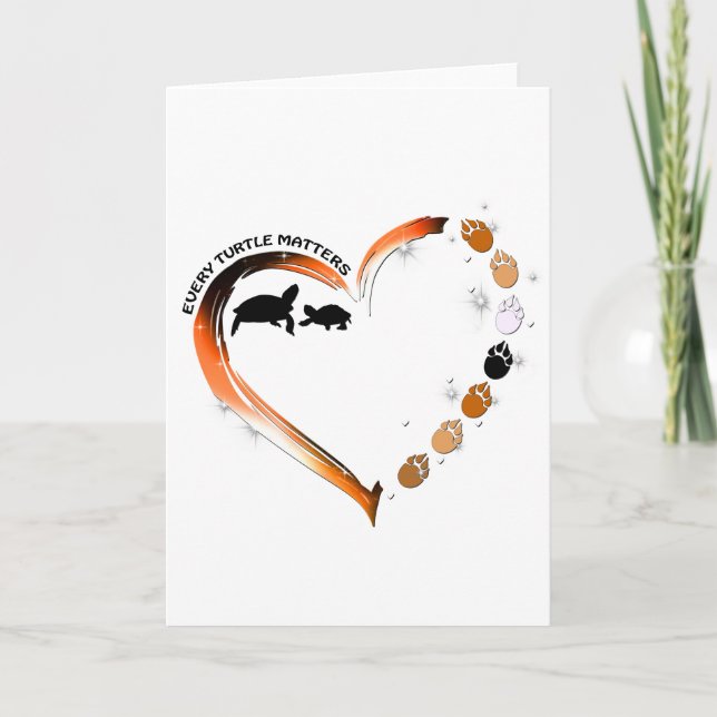 Turtles Every Turtle Matters Golden Heart Paws Thank You Card (Front)