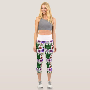 Turtles floral pattern capri leggings