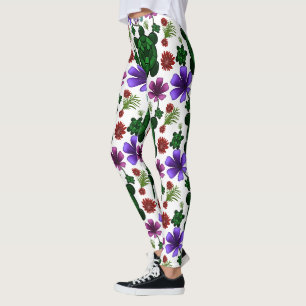 Turtles floral pattern leggings