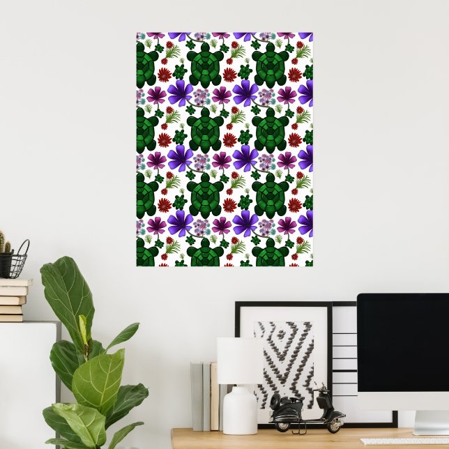 Turtles floral pattern  poster (Home Office)