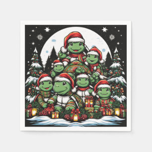 Turtle's happy with Christmas gifts Napkin