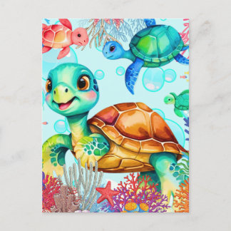 Turtles Having Fun  Postcard