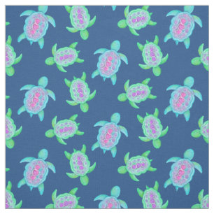 Turtles in water watercolor art pattern fabric