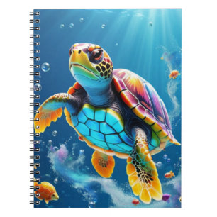 Turtle's Journey Through a Sparkling Jelly Ocean Notebook