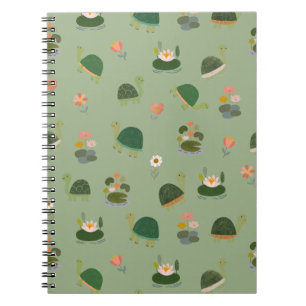 Turtles & Lily Pads on Light Green Notebook