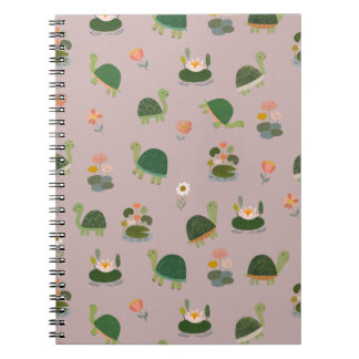 Turtles & Lily Pads on Light Grey-Pink Notebook