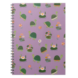 Turtles & Lily Pads on Light Purple Notebook