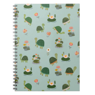 Turtles & Lily Pads on Pistachio Green Notebook