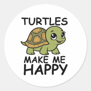 Turtles Make Me Happy Classic Round Sticker