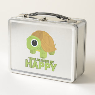Turtles Make Me Happy Metal Lunch Box