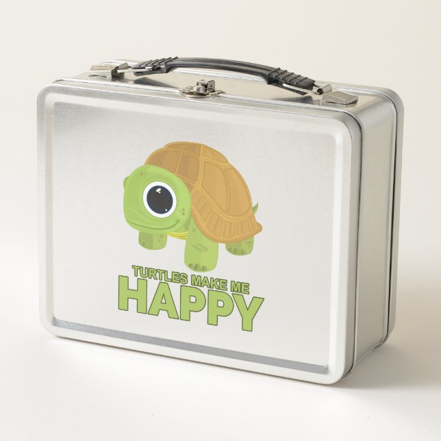 Turtles Make Me Happy   Metal Lunch Box (Front)