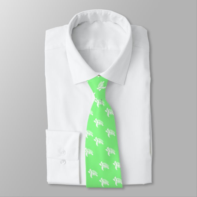 Turtles On Sea Green Tie (Tied)
