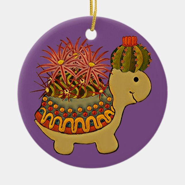 turtle's party dress ceramic tree decoration (Front)