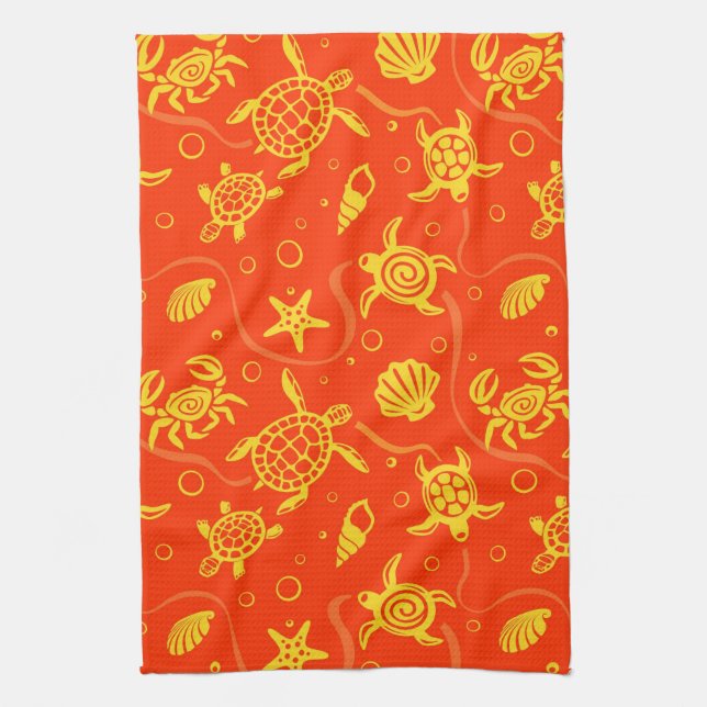 Turtles Pattern Tea Towel (Vertical)