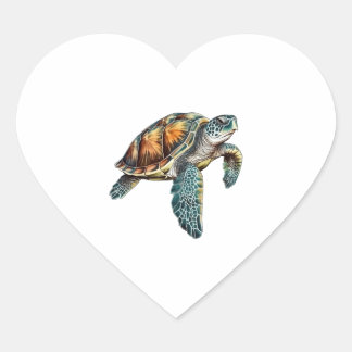 Turtles Underwater Design For Divers Heart Sticker