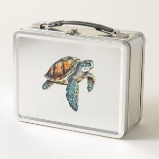 Turtles Underwater Design For Divers Metal Lunch Box