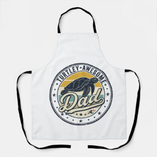 Turtley Awesome Dad Vintage Turtle Shirt Design_1 Apron