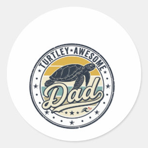 Turtley Awesome Dad Vintage Turtle Shirt Design_1 Classic Round Sticker
