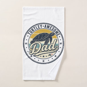 Turtley Awesome Dad Vintage Turtle Shirt Design_1 Hand Towel