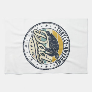 Turtley Awesome Dad Vintage Turtle Shirt Design_1 Tea Towel
