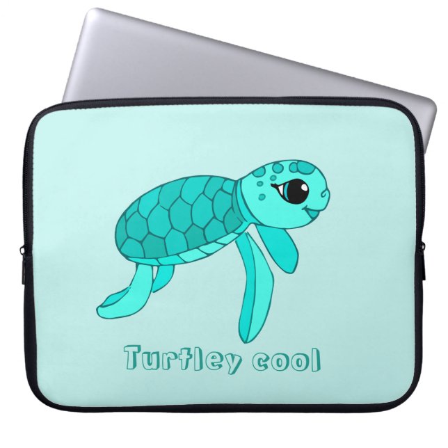 Turtley cool baby sea turtle laptop sleeve (Front)