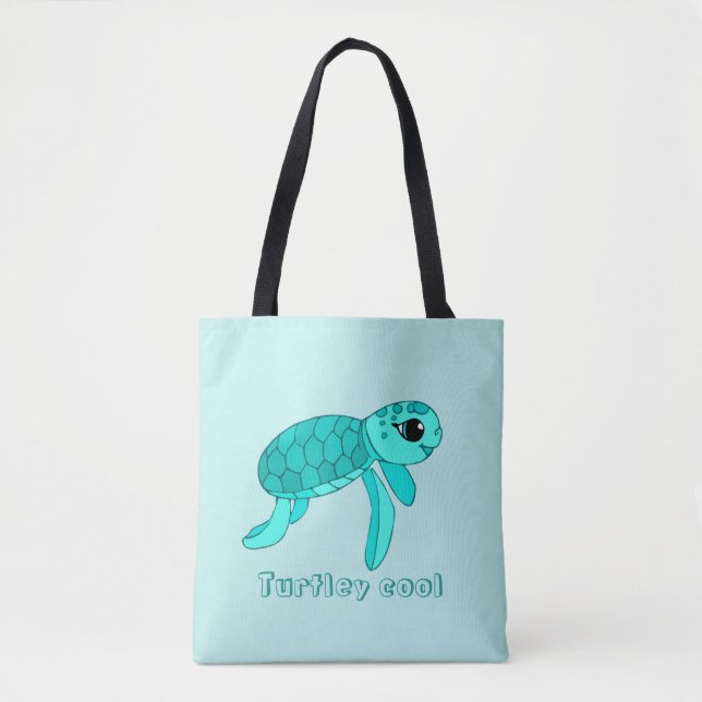 Turtley cool baby sea turtle tote bag (Front)