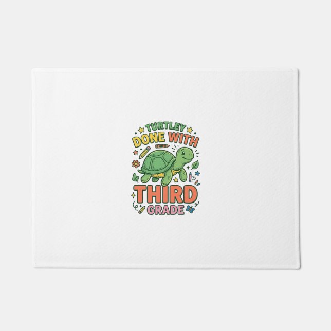 Turtley Done With Third Grade Turtle School Shirt_ Doormat (Front)