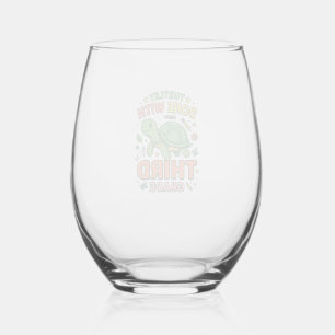 Turtley Done With Third Grade Turtle School Shirt_ Stemless Wine Glass