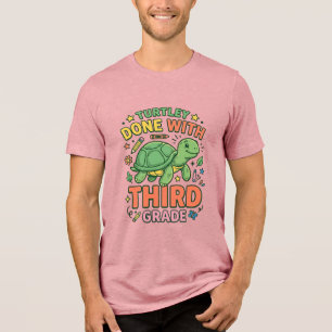 Turtley Done With Third Grade Turtle School Shirt_ Tri-Blend Shirt